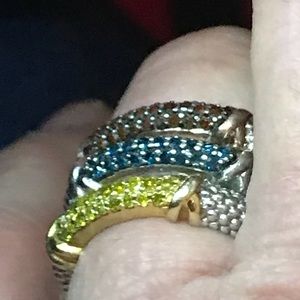 Blood Red Blue & Canary Yellow Diamond stackables